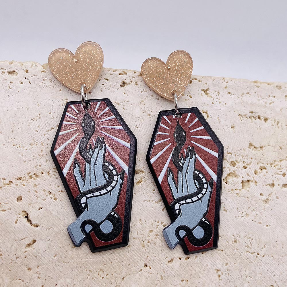 Wholesale Graffiti Coffin Acrylic Earrings
